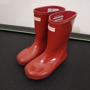 kids Hunter (Gloss) Rubbery Red Military boots
